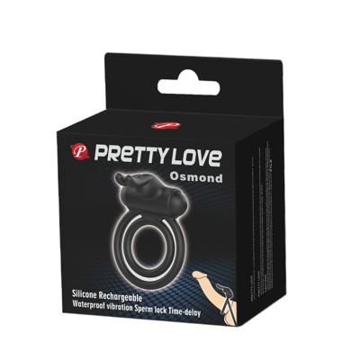 Δαχτυλίδι Πέους Pretty Love Osmond Silicone Rechargeable Μαύρο
