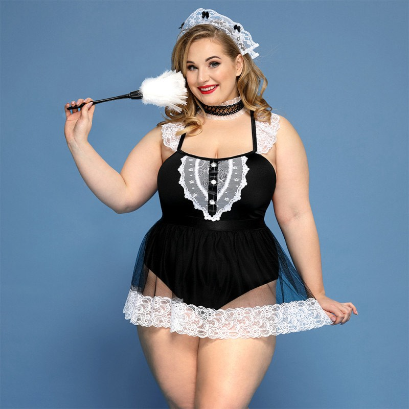 Sexy Στολή Υπηρέτριας Plus Size με Δαντέλα