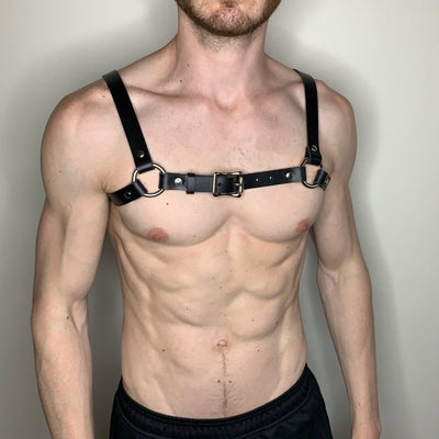 Ανδρικό Harness με Faux Leather Λουριά & O-Rings