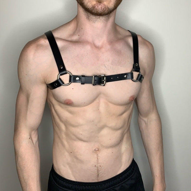 Ανδρικό Harness με Faux Leather Λουριά & O-Rings